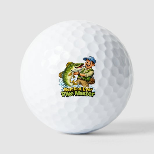 Bester Papa aller Zeiten Pike Master lustiger Angl Golfball (Vorderseite)