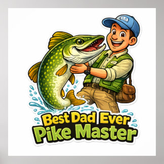 Bester Papa aller Zeiten Pike Master lustiger Angl Poster