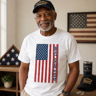 Bester Papa Allerrot Flagge der USA Vatertag T-Shirt
