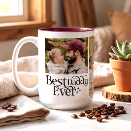 Bester Papa Allerzeit Personalisiertes Foto Zweifarbige Tasse