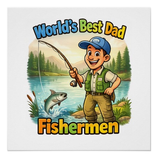 Bester Papa Angler am See Lustige Geschenkidee Poster (Vorderseite)