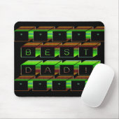 Bester Papa Blocks Text Grün und Braun Mousepad (Mit Mouse)