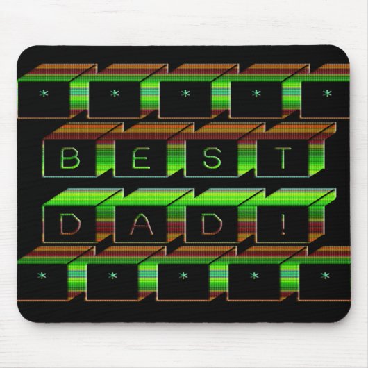 Bester Papa Blocks Text Grün und Braun Mousepad (Vorne)