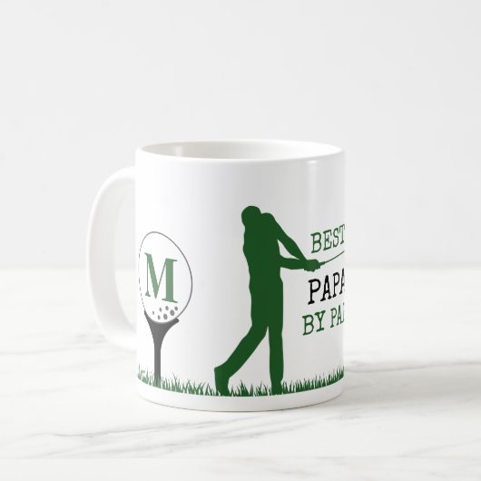 BESTER PAPA BY PAR Monogramm Golfspieler Kaffeetas Kaffeetasse (Vorderseite Links)