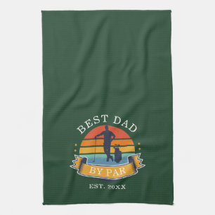 Bester Papa By Par Personalisiertes Retro Vatertag Geschirrtuch