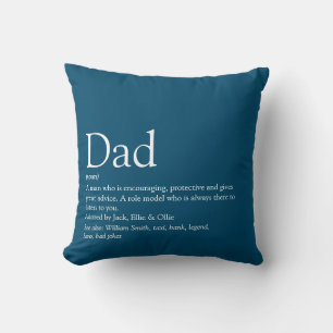 Bester Papa, Daddy, Vater Definition Blau Kissen