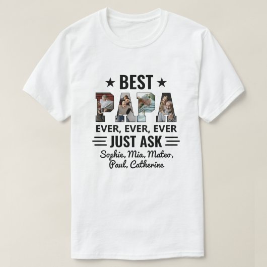 Bester Papa, der gerade Grandkids Foto Collage Gef T-Shirt (Design vorne)