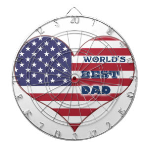 Bester Papa der Welt Amerikanische Flagge Herz Dartscheibe
