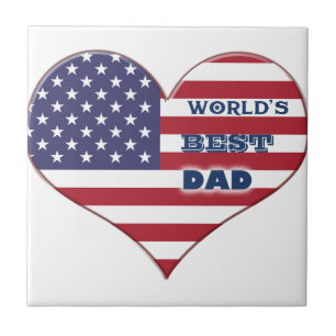 Bester Papa der Welt Amerikanische Flagge Herz Fliese