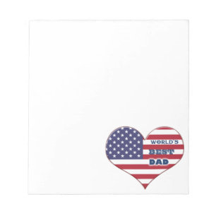 Bester Papa der Welt Amerikanische Flagge Herz Notizblock