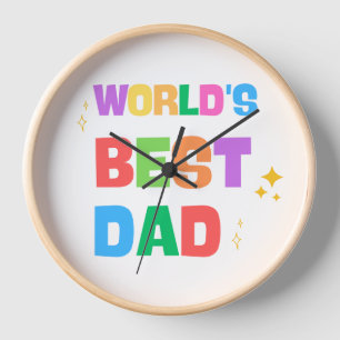Bester Papa der Welt Bunter Holz Wanduhr
