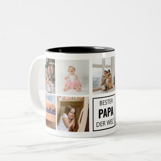 Bester Papa der Welt Fototasse Zweifarbige Tasse (Vorderseite Links)