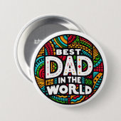 Bester Papa der Welt - Lebendiges Regenbogenmosaik Button (Vorne & Hinten)