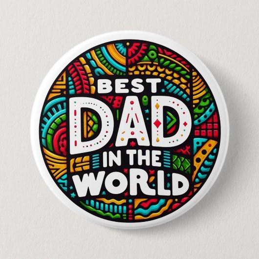 Bester Papa der Welt - Lebendiges Regenbogenmosaik Button (Vorderseite)