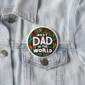 Bester Papa der Welt - Lebendiges Regenbogenmosaik Button (Beispiel)
