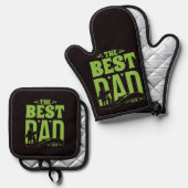 Bester Papa der Welt Ofenhandschuh & Topflappen-Set (Vorderseite/Rückseite)