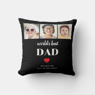 Bester Papa der Welt Wir lieben dich 3 Kinder Foto Kissen