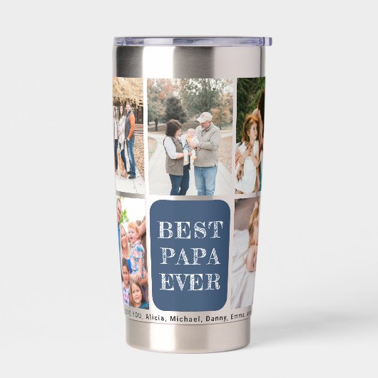 Bester Papa ever 9 Foto-Collage personalisiert Thermobecher (Links)