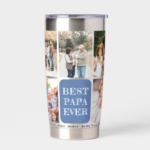 Bester Papa ever 9 Foto-Collage personalisiert Thermobecher