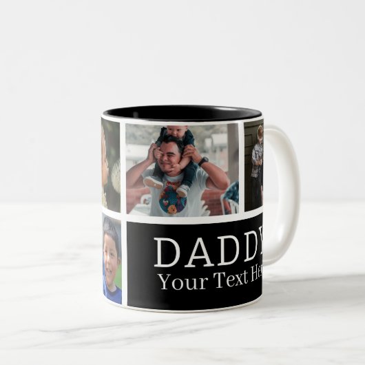 Bester Papa | FotoCollage & Text Zweifarbige Tasse (VorderseiteRechts)