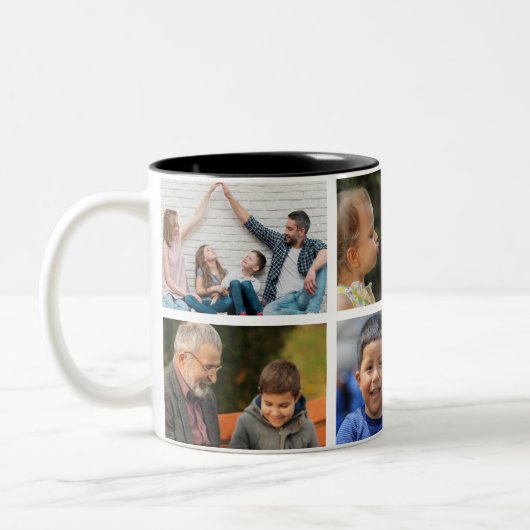 Bester Papa | FotoCollage & Text Zweifarbige Tasse (Links)