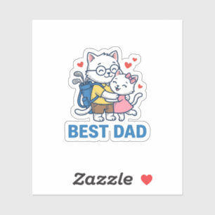 Bester Papa Golf Katze Umarmen Cute Vektor Design_ Aufkleber