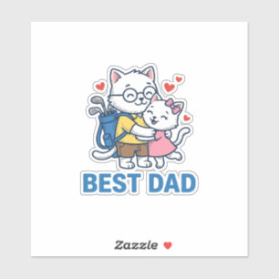 Bester Papa Golf Katze Umarmen Cute Vektor Design_ Aufkleber