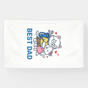 Bester Papa Golf Katze Umarmen Cute Vektor Design_ Banner