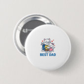 Bester Papa Golf Katze Umarmen Cute Vektor Design_ Button (Vorne & Hinten)