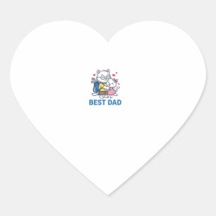 Bester Papa Golf Katze Umarmen Cute Vektor Design_ Herz-Aufkleber