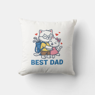 Bester Papa Golf Katze Umarmen Cute Vektor Design_ Kissen