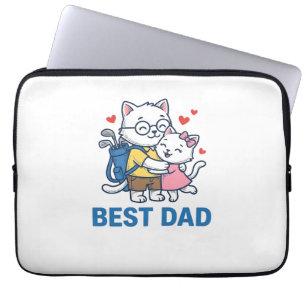 Bester Papa Golf Katze Umarmen Cute Vektor Design_ Laptopschutzhülle