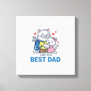Bester Papa Golf Katze Umarmen Cute Vektor Design_ Leinwanddruck