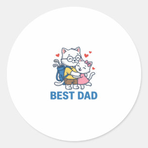 Bester Papa Golf Katze Umarmen Cute Vektor Design_ Runder Aufkleber