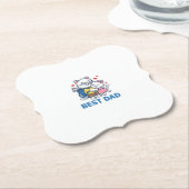 Bester Papa Golf Katze Umarmen Cute Vektor Design_ Untersetzer (angewinkelt)