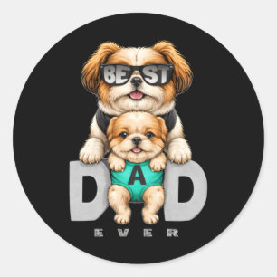 Bester Papa Hund Lustiges Vatertagsgeschenk Süßer  Runder Aufkleber
