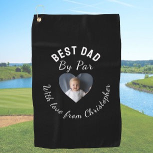 Bester Papa Individuelles Kinderfoto Schwarzes Gol Golfhandtuch