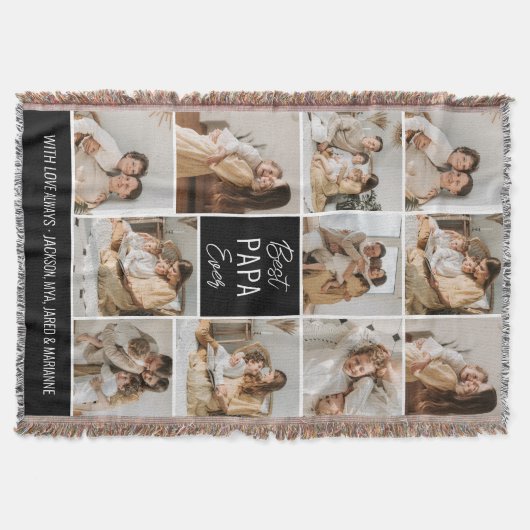 Bester Papa je 11-Foto-Throw-Blanket Decke (Vorderseite)
