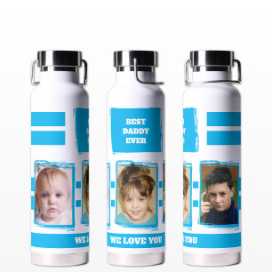 Bester Papa je 3 Fotos Liebe Sie weiß blau Trinkflasche