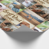 Bester Papa je 6 Foto Collage rustikale Jute Land Geschenkpapier (Ecke)