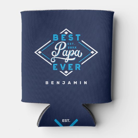 Bester Papa je Baseball Diamant Name und Monogramm Dosenkühler (Vorderseite)