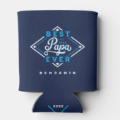 Bester Papa je Baseball Diamant Name und Monogramm Dosenkühler (Rückseite)