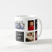 Bester Papa je Collage Personalisiert Schwarz-weiß Kaffeetasse (VorderseiteRechts)