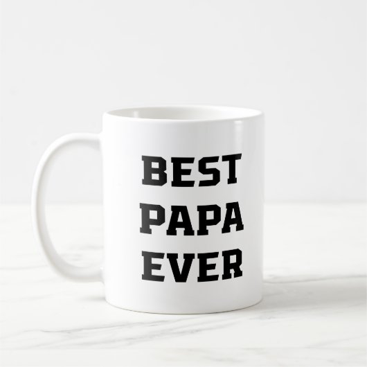 Bester Papa je | Fett Moderner Text und Foto Kaffeetasse (Links)