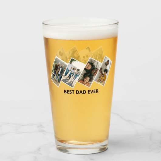 Bester Papa je Foto Collage Glas (Vorne (Gefüllt))