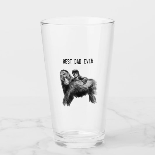 Bester Papa je Gorilla mit Baby Glas (Vorderseite)