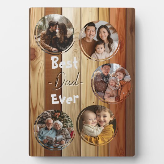 Bester Papa je Holzhintergrund 5 Collage Fotos Fotoplatte (Vorderseite)