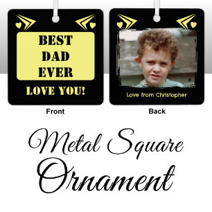 Bester Papa je Liebe du 1 Foto gelb Ornament Aus Metall