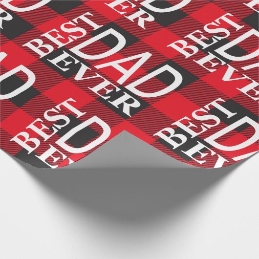 Bester Papa je Lumberjack Karo rot und schwarz Geschenkpapier (Ecke)