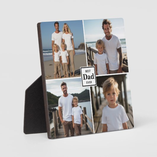 Bester Papa je personalisiert 4 Fotovorlagen Fotoplatte (Vorderseite)